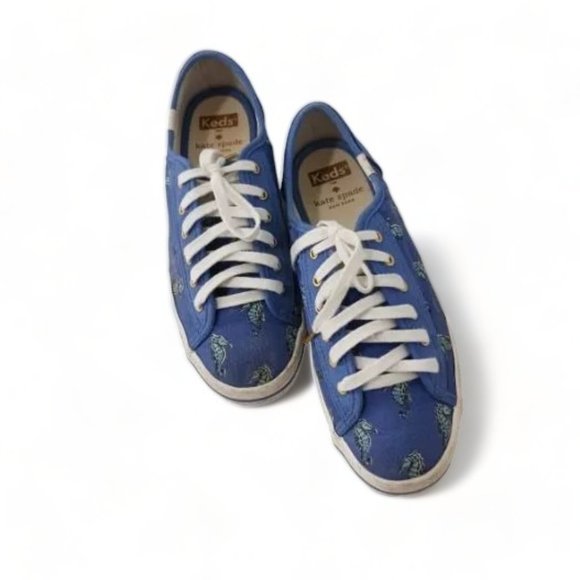 Keds x Kate Spade Collaboration Blue Canvas Seahorse Lace Up Sneakers … - Picture 9 of 10